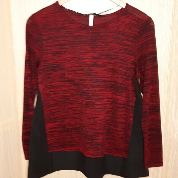 Kensie women's red Stretch Top With black Silky Panels. Medium - Picture 1 of 7